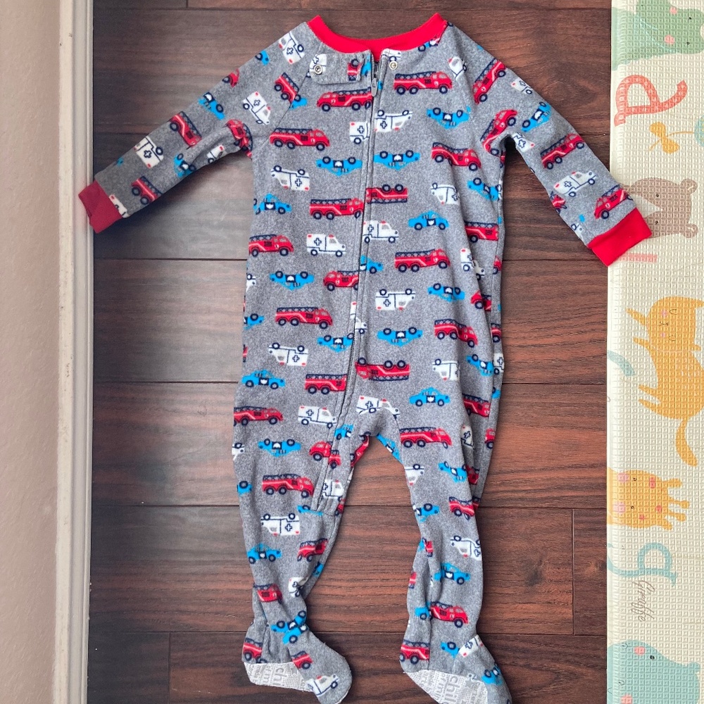 CARTER'S Footies Pajama 18 mo Cars Bus Vehicles